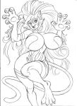 2024 anthro big_breasts big_hair black_and_white breasts capcom chochi claws cleavage clothed clothing cosplay curvy_figure darkstalkers eyewear felicia_(darkstalkers) felid feline female glasses graphite_(artwork) hair hi_res hourglass_figure huge_breasts long_hair looking_at_viewer mammal monochrome open_mouth pawpads pencil_(artwork) sketch skimpy smile solo traditional_media_(artwork) wide_hips