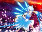  bad_id bad_pixiv_id bangs cirno flower highres solo starlight_(stack) sunset touhou wallpaper 