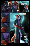 absurd_res anthro balls biped canid canine clothed clothing comic dialogue duo english_text fingers fox fox_mccloud genitals glans hi_res humanoid_genitalia humanoid_penis male mammal multiple_scenes nintendo peeing penis randoramble solo speech_bubble star_fox tail text wolf_o&#039;donnell