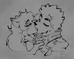 anthro biped canid canine canis clothed clothing domestic_dog duo eyes_closed female french_kissing fur goon_(goonie_san) goonie-san hair hand_holding hi_res kissing male male/female mammal monochrome