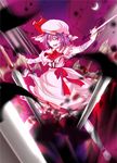  aw bad_id bad_pixiv_id bat_wings chain crescent_moon hat hat_ribbon moon purple_hair red_eyes remilia_scarlet ribbon short_hair solo sword touhou weapon wings 