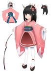  artist_request black_hair highres hinomoto_oniko horns japanese_clothes kimono mask oni oni_horns original pink solo thighhighs 