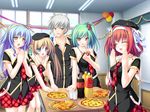  aqua_eyes aqua_hair blonde_hair blue_eyes blue_hair enomoto_yoshika food game_cg gray_hair hat hiiragi_tsukino hisagihara_ui long_hair orange_eyes redhead seifuku short_hair suzukaze_no_melt tenmaso tsubaki_nazuna whirlpool yellow_eyes 