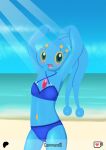 anthro beach clothed clothing commandg female generation_4_pokemon legendary_pokemon looking_at_viewer manaphy nintendo pokemon pokemon_(species) pokemorph solo swimwear