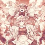  2girls blush bow closed_mouth commentary_request dated flower greyscale hat highres letty_whiterock lily_white long_hair long_sleeves monochrome multiple_girls nokimenayu open_mouth scarf short_hair smile snowman teeth touhou upper_teeth_only white_day wide_sleeves wings 