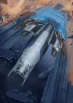  english_commentary explosion from_above highres mass_effect_(series) mass_effect_3 no_humans oleg_tsoy procreate_(medium) science_fiction space spacecraft ssv_normandy_sr-2 star_(sky) vehicle_focus 
