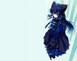  armor blue_eyes blue_hair blush catgirl long_hair sword weapon 