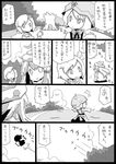  aki_minoriko aki_shizuha cirno comic crab greyscale hat kochiya_sanae long_hair monochrome multiple_girls touhou translated uni_mate wings 