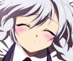  closed_eyes face incoming_kiss izayoi_sakuya silver_hair solo touhou yadokari_genpachirou 