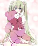  :3 bad_id bad_pixiv_id blue_eyes doll doll_hug green_hair hatsune_miku hug long_hair mitsu_yomogi sitting smile solo stuffed_animal stuffed_toy teddy_bear twintails very_long_hair vocaloid 