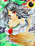  arm_cannon at_classics bare_shoulders black_hair bow breasts cleavage collarbone green_bow hair_bow large_breasts long_hair marker_(medium) red_eyes reiuji_utsuho sample solo touhou traditional_media weapon 