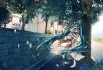  duplicate hat hatsune_miku long_hair solo summer tree tsukioka_tsukiho very_long_hair vocaloid 