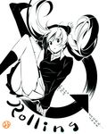  greyscale hatsune_miku himura_kiseki long_hair monochrome rolling_girl_(vocaloid) skirt solo spot_color sweater vocaloid 