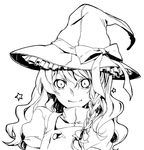  bad_id bad_pixiv_id bow braid face greyscale hat highres kirisame_marisa long_hair monochrome solo star touhou witch_hat yume_mizuumi 