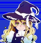  bad_id bad_pixiv_id blonde_hair bow braid face hat highres kirisame_marisa long_hair solo star touhou witch_hat yellow_eyes yume_mizuumi 