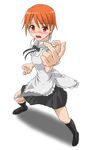  apron blush fighting_stance inami_mahiru orange_eyes orange_hair short_hair solo waitress working!! 