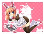  :p animal_ears bad_id bad_pixiv_id blue_eyes breasts bunny_ears cleavage copyright_request maid medium_breasts solo thighhighs tongue tongue_out usagihime wallpaper 