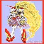  cup highres horn hoshiguma_yuugi image_sample ledjoker07 long_hair mecha mechanization no_humans pixiv_sample sakazuki see-through skirt solo star touhou very_long_hair 