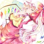  ascot bad_id bad_pixiv_id blonde_hair closed_eyes finger_to_mouth flandre_scarlet hat shain_roki short_hair side_ponytail solo touhou wings 