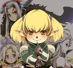  bad_id bad_pixiv_id bare_shoulders black_wings blonde_hair blue_eyes cloud_of_darkness dissidia_final_fantasy earrings facial_mark final_fantasy final_fantasy_iii final_fantasy_vi final_fantasy_viii final_fantasy_xi jewelry maskman multiple_girls pointy_ears pout shantotto short_hair silver_hair sweatdrop tarutaru tina_branford ultimecia wings yellow_eyes 