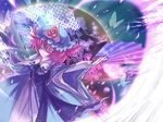  bad_id bad_pixiv_id bow breasts bug butterfly cherry_blossoms closed_eyes fan frills goshoguruma hat hexagon insect japanese_clothes marionette_(excle) medium_breasts petals pink_hair saigyouji_yuyuko saigyouji_yuyuko's_fan_design shippou_(pattern) solo touhou 