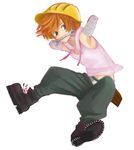  amputee bandages boots brown_eyes double_amputee handy happy_tree_friends hardhat helmet male_focus orange_hair personification solo sueno_(tochi) wrench 