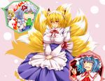 alternate_costume angry animal_ears apron archienemy biting blonde_hair blue_hair blush braid breasts chibi clenched_teeth embarrassed enmaided fang fox_ears fox_tail frills grey_hair izayoi_sakuya jealous large_breasts maid maid_headdress mizuhashi_parsee multiple_girls multiple_tails one_eye_closed red_eyes remilia_scarlet ribbon slit_pupils tail teeth touhou twin_braids waist_apron yakumo_ran yellow_eyes 