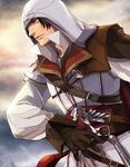  assassin's_creed_(series) assassin's_creed_ii brown_eyes brown_hair cape ezio_auditore_da_firenze gloves hood kubokawa_(haifukikara) male_focus solo 