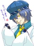  blue_hair cabbie_hat hat keychain labcoat long_sleeves mizuno_(hal0527) necktie persona persona_4 reverse_trap shadow_naoto shirogane_naoto short_hair smile solo yellow_eyes 