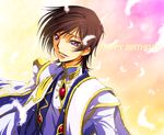  bad_id bad_pixiv_id black_hair c_(rahit) code_geass face feathers lelouch_lamperouge male_focus purple_eyes solo wind 