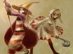  bad_id bad_pixiv_id black_mage black_mage_(fft) blonde_hair boots braid final_fantasy final_fantasy_tactics hood kno_(anahita) multiple_girls red_eyes robe staff thigh_boots thighhighs twintails white_mage white_mage_(fft) 