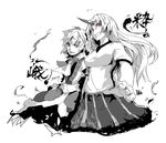  bad_id bad_pixiv_id green_eyes greyscale horn hoshiguma_yuugi ko-&gt;u ko-u mizuhashi_parsee monochrome multiple_girls oekaki red_eyes spot_color touhou 