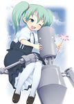  bad_id bad_pixiv_id blue_eyes carrying cloud dress flower green_hair hatsune_miku miyao_ryuu one_eye_closed open_mouth pantyhose robot sitting_on_shoulder sky twintails vocaloid voice_(vocaloid) white_legwear younger 