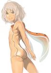  aqua_eyes ass copyright_request flat_chest kichin_yarou no_lineart one-piece_swimsuit short_hair solo swimsuit white_hair 