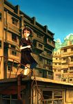  katou_akatsuki original ruins school_uniform serafuku short_hair solo urban 