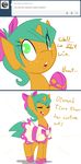  bow clothing comic crossgender dress english_text equine female friendship_is_magic fur green_eyes green_hair hair horn horse invalid_color kryptchild mammal my_little_pony orange_fur pony snails_(mlp) solo text unicorn 