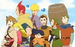  6+boys absurdres barrel black_hair blonde_hair bracelet brown_hair bug butterfly cawlin earrings fledge gloves groose hat highres hug insect jewelry karane link long_hair multiple_boys multiple_girls otton pipit pointy_ears princess_zelda red_hair smile strich the_legend_of_zelda the_legend_of_zelda:_skyward_sword uniform 