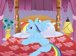  bed blue_fur butt equine female friendship_is_magic fur hooves horse looking_at_viewer mammal my_little_pony natasatch nude pegasus pony pussy rainbow_dash_(mlp) smile solo wings 