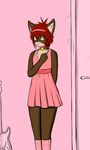  bow brown_fur cat collar crossdressing cute feline fur girly guitar hair mammal mordecai petkitten pink_dress red_hair tuft yellow_eyes 