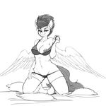  anthro anthrofied bra breasts equine female friendship_is_magic greyscale hair half-closed_eyes horse kevinsano kneeling looking_at_viewer mammal monochrome my_little_pony navel panties pegasus pillow pony solo spitfire_(mlp) underwear wings wonderbolts_(mlp) 