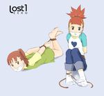  2girls barefoot bdsm bondage bound character_request digimon digimon_tamers feet gag katou_juri lost1zero makino_ruki multiple_girls no_shoes purple_eyes socks 