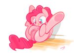  anus blue_eyes braddo butt friendship_is_magic hair hooves invalid_tag legs_up my_little_pony pink_hair pinkie_pie_(mlp) presenting_pussy pussy pussy_juice saliva solo tongue 
