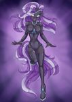  anthro anthrofied aparkles breasts cleavage clothed clothing cool_colors corset cutie_mark diamond equine female friendship_is_magic glowing glowing_eyes hair horn horse legwear looking_at_viewer mammal misukitty my_little_pony necklace nightmare_rarity_(mlp) pony purple_hair purple_theme rarity_(mlp) rubber shoes sparkles standing stockings two_tone_hair unicorn white_eyes white_hair 