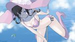  1girl bikini black_hair blue_eyes breasts cleavage long_hair solo swimsuit v_lila_f witch yozakura_quartet 