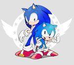  :d bad_id bad_pixiv_id chiro_(pez777) dual_persona furry gloves green_eyes hand_on_hip looking_at_another multiple_boys open_mouth shoes smile sneakers socks sonic sonic_the_hedgehog younger 