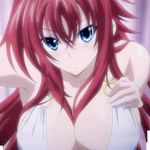  1girl bikini blue_eyes breasts fujimi_shobo high_school_dxd long_hair red_hair rias_gremory smile solo stitched swimsuit very_long_hair 