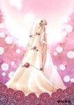  absurdly_long_hair aino_yumeri artist_name blonde_hair blue_eyes dress flower full_body long_hair original plant profile rose skirt_hold sleeveless sleeveless_dress solo very_long_hair vines white_dress 