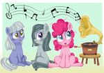  blinkie_pie_(mlp) blue_eyes equine female friendship_is_magic gramophone grey_hair group hair horse inkie_pie_(mlp) lbrwihtdiamonds mammal my_little_pony pink_hair pinkie_pie_(mlp) pony purple_eyes sibling yellow_eyes young 