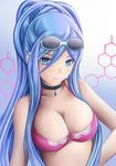  aoki_hagane_no_arpeggio bikini blue_eyes blue_hair breasts choker cleavage eyewear_on_head large_breasts long_hair nannacy7 solo sunglasses swimsuit takao_(aoki_hagane_no_arpeggio) 