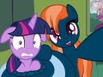  2018 badumsquish bound building coiling duo equine fan_character fangs floppy_ears friendship_is_magic grin happy horn house kalianne lamia lens_flare mammal my_little_pony ophidiophobia photo photobomb pose red_eyes reptile scalie scared selfie smile snake sphinx sphinx_(mlp) twilight_sparkle_(mlp) unicorn 